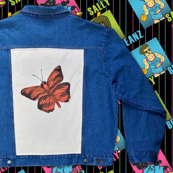 Vintage Other - Vintage Hand Painted Butterfly Denim Jacket